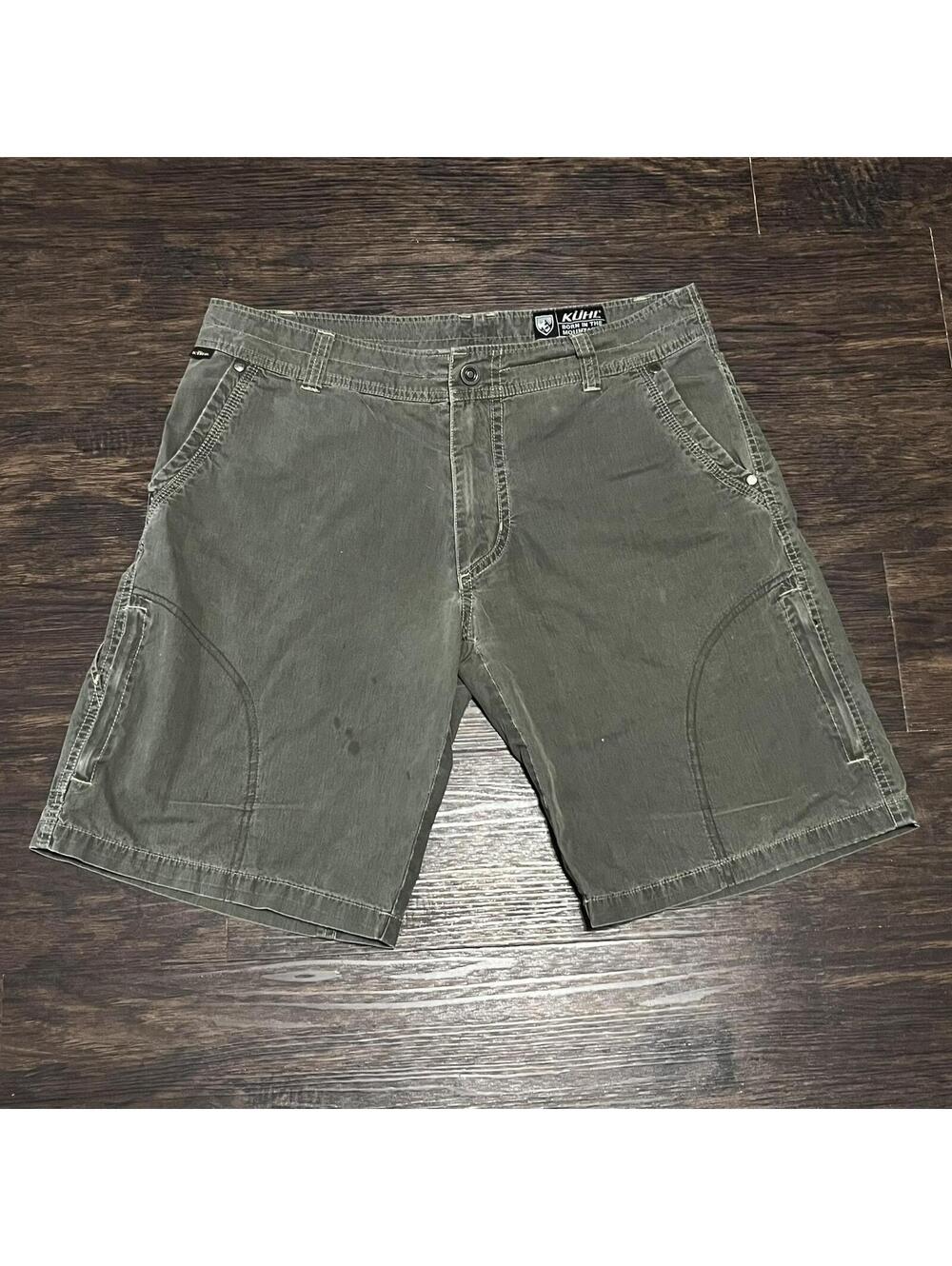 Kuhl Mens Green Cargo Outdoor Patina Dye Shorts Size 33